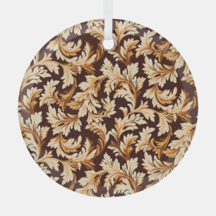 Hand Drawn Baroque Leaves: Stylish Elegance. Glass Ornament