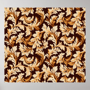 Hand Drawn Baroque Leaves: Stylish Elegance. Poster