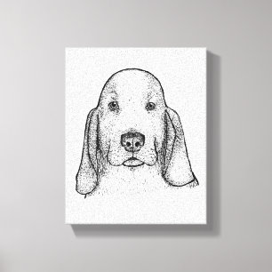 Hand-Drawn Basset Hound Portrait Canvas Art