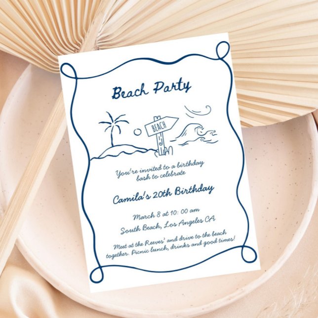 Hand drawn Beach Party Invitation Doodle Scribble (Creator Uploaded)