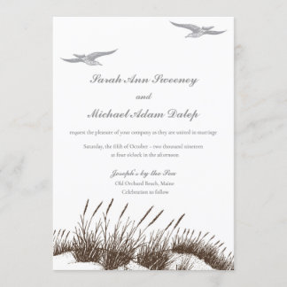 Hand drawn Beach Wedding Invitation with Dunes