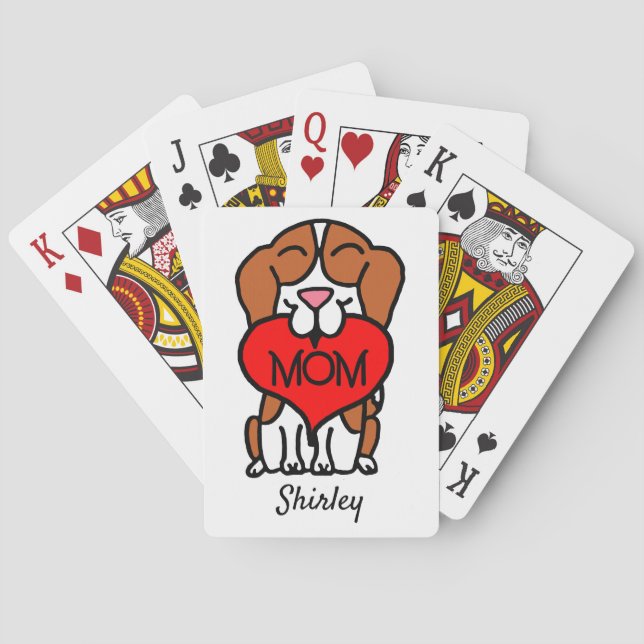 Hand Drawn Beagle Mom Personalized Playing Cards (Back)