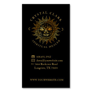 Hand Drawn Beautiful Celestial Sun Face Star Magnetic Business Card