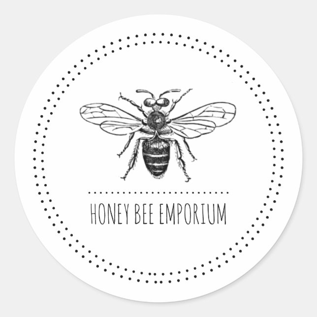 Hand Drawn Bee Business Classic Round Sticker (Front)