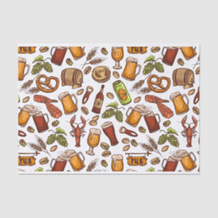 Hand Drawn Beer and Snacks Pattern Tissue Paper