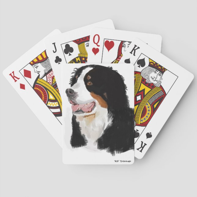 Hand drawn Bernese mountain dog Playing Cards (Back)