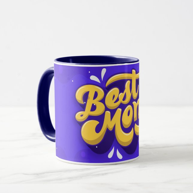 Hand Drawn Best Mom Ever Purple Coffee Mug (Front Left)