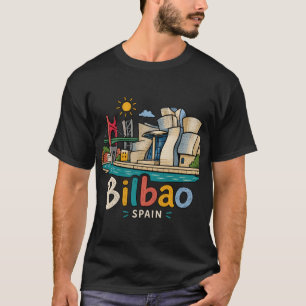 Hand Drawn Bilbao Spain Travel Art Landmark T-Shirt