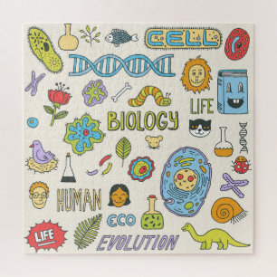 Hand-drawn biology, vintage illustration jigsaw puzzle