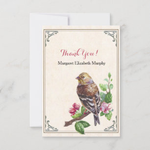 Hand-Drawn Bird Personalized Thank You Card