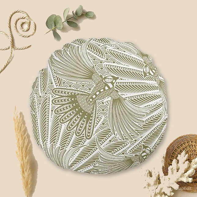 Hand Drawn Bird Silhouette Round Pillow (Creator Uploaded)