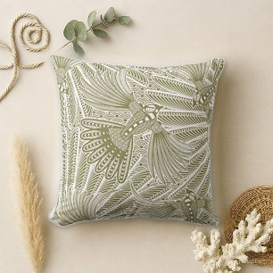 Hand Drawn Bird Silhouette Throw Pillow