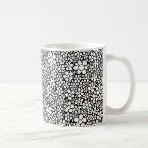 Hand Drawn Black and White Flower Pattern Coffee Mug