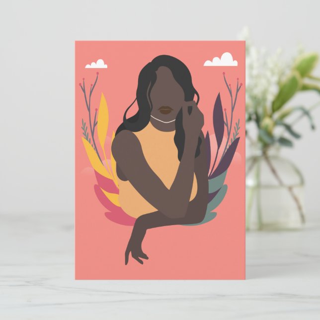 Hand Drawn Black Awareness Day Concept Fun 1/3 Holiday Card (Standing Front)