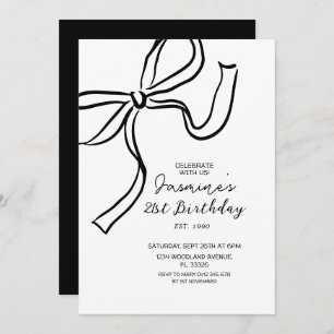 Hand Drawn Black Bow Doodle Invitation