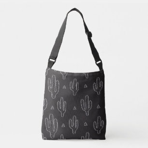 Hand Drawn Black Cactus Pattern Crossbody Bag
