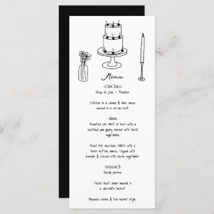 Hand Drawn Black Illustrations Doodles Wedding Menu