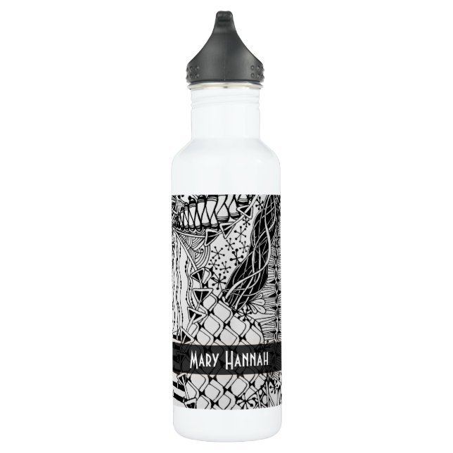 Hand-Drawn Black & White Doodle Pattern Art ZIA 710 Ml Water Bottle (Right)