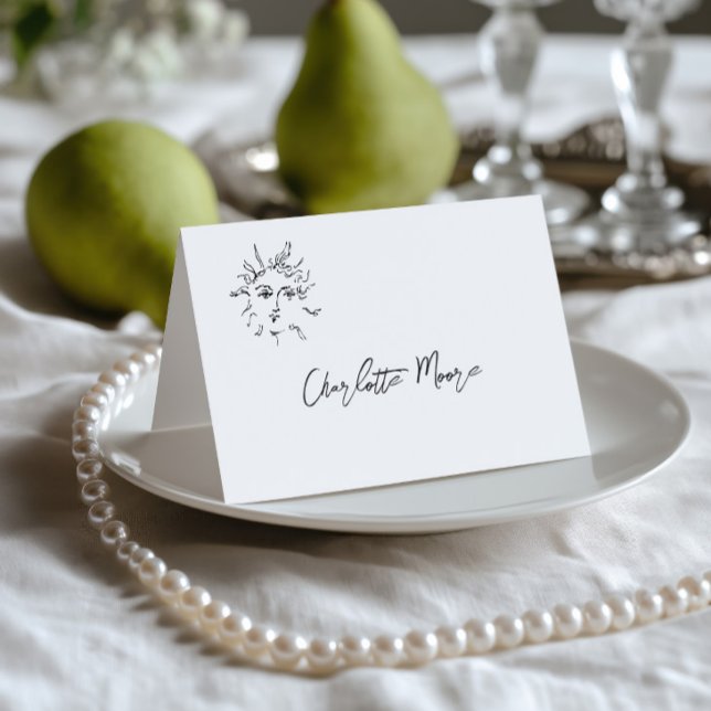 Hand Drawn Black & White Wedding Place Card (Hand Drawn Black & White Wedding Place Card)