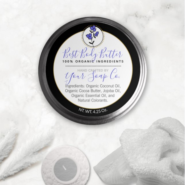 Hand-Drawn Blue Berries Body Butter Label (Creator Uploaded)