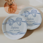Hand Drawn Blue Bow Boy Baby Shower Paper Plate<br><div class="desc">Creative Union Designs' blue bow boy baby shower items bring an irresistible touch of charm and whimsy to your celebration. Each piece—whether it's the invites, welcome signs, games, or thank you cards—features a hand-drawn blue bow that captures the joy and sweetness of welcoming a little one into the world. The...</div>