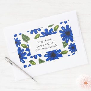 Hand Drawn Blue Flower Pattern Labels