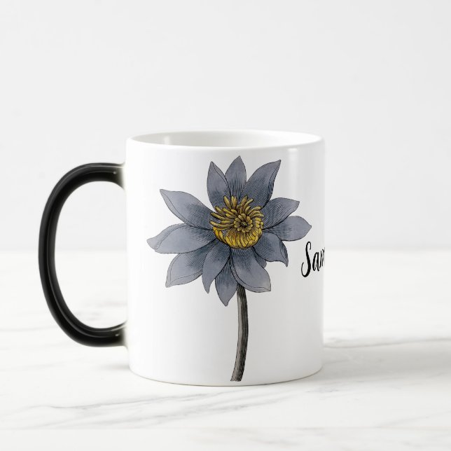 Hand drawn blue lotus illustration (PERSONALIZE) Magic Mug (Left)