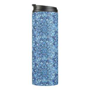 Hand Drawn Blue Mandala Art Design Thermal Tumbler