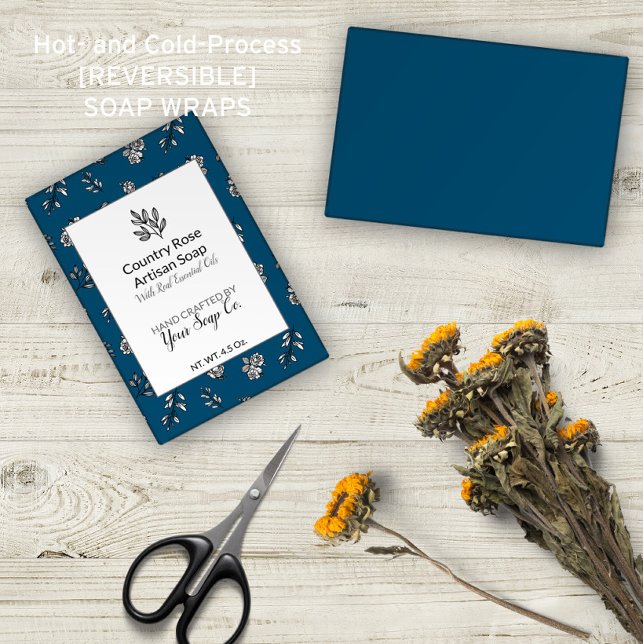 Hand-Drawn Blue Roses & Leaves Pattern Soap Wraps (Creator Uploaded)