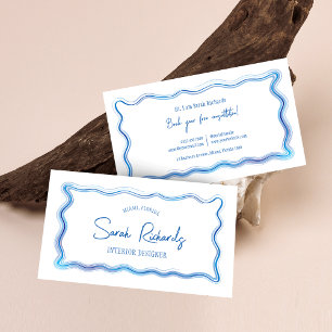 Hand Drawn Blue Watercolor Frame Elegant Designer Business Card
