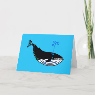 Hand drawn - Blue WHALE - Endangered animal Card