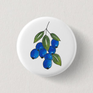Hand Drawn Blueberries 1 Inch Round Button