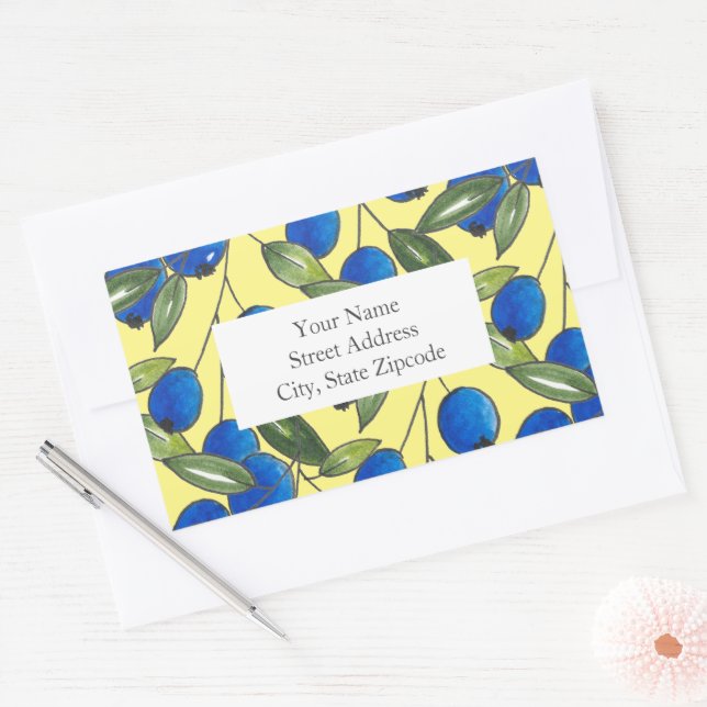 'Hand Drawn Blueberries 2 Pattern' Labels (Envelope)