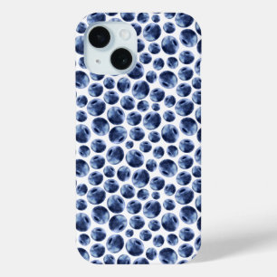 Hand Drawn Blueberries Fruit Pattern iPhone 15 Case