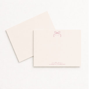 Hand Drawn Blush Bow Monogram Note Card