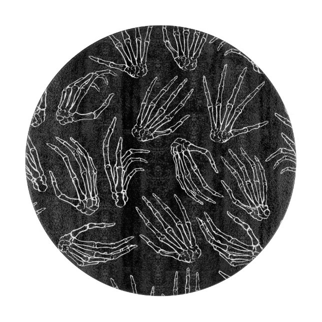 Hand-Drawn Bones, Engraving Style Background. Cutting Board (Front)