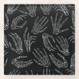 Hand-Drawn Bones, Engraving Style Background. Glass Coaster