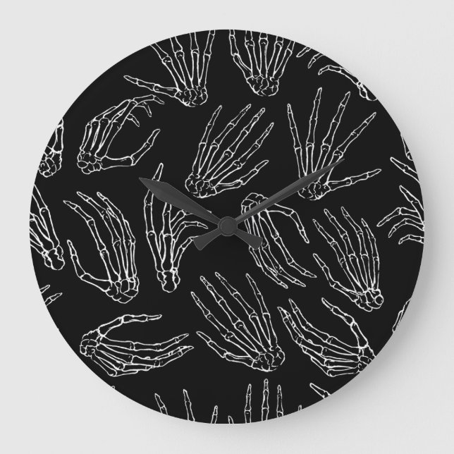 Hand-Drawn Bones, Engraving Style Background. Large Clock (Front)