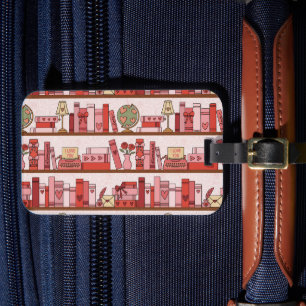 Hand Drawn Book Lover Pattern Luggage Tag