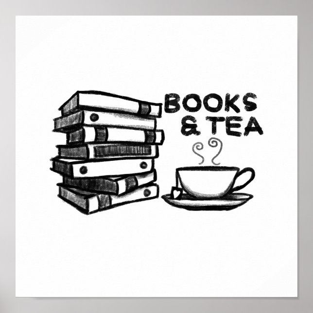 Hand drawn Books & Tea Poster (Front)