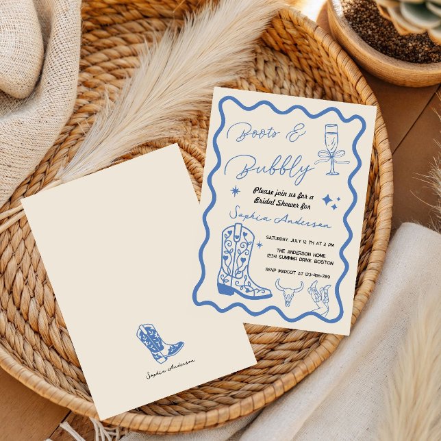 Hand drawn Boots Bubbly Rustic Bridal Shower  Invitation (Creator Uploaded)