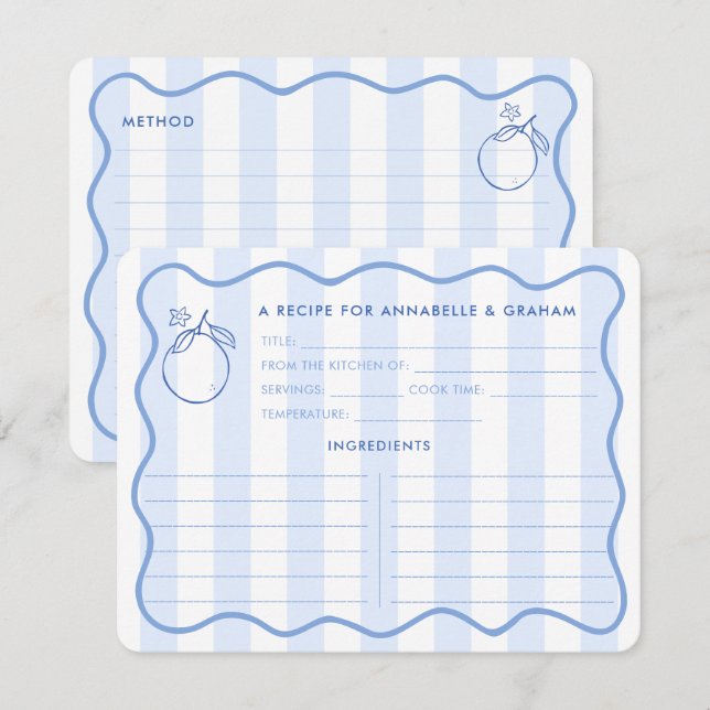 Hand Drawn Border Citrus Bridal Shower Recipe Card (Front/Back)