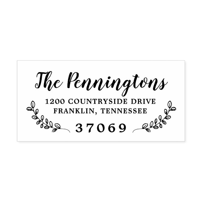 Hand Drawn Botanical Branches Leaves Self-inking Stamp (Design)