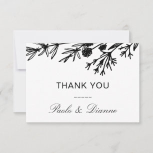 Hand Drawn Botanical Leaves Thank You Card