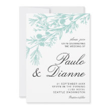 Hand Drawn Botanical Leaves Wedding Invitation