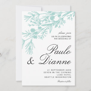 Hand Drawn Botanical Leaves Wedding Invitation