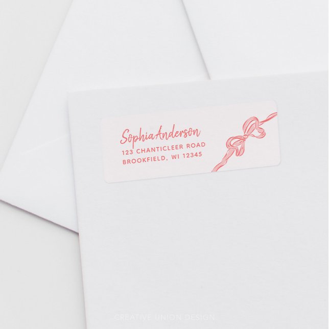 Hand Drawn Bow Baby Shower Return Address Labels (girl baby shower
)