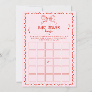 Hand Drawn Bow Christmas Baby Shower Bingo Game Invitation