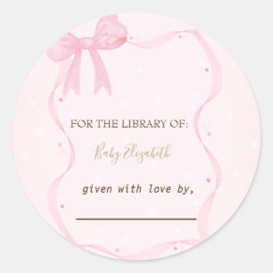 Hand Drawn Bow Elegant Frame Dots  Classic Round Sticker