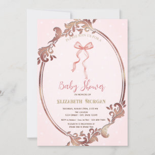 Hand Drawn Bow Elegant Frame Dots Invitation